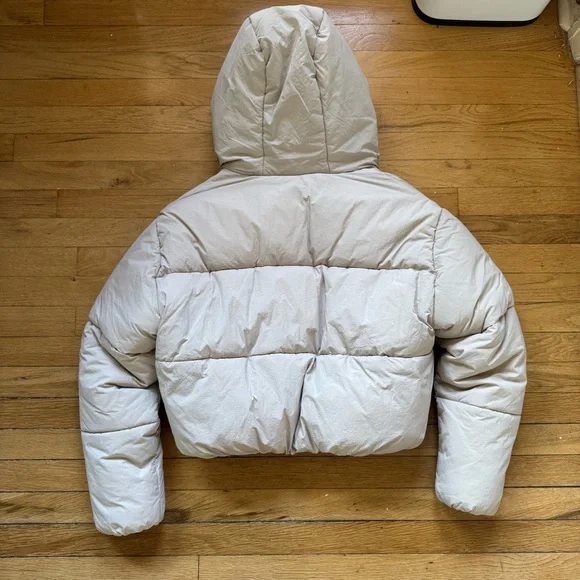 ZARA WATER-REPELLENT PUFFER ANORAK - Ecru Winter Jacket - Picture 9 of 10